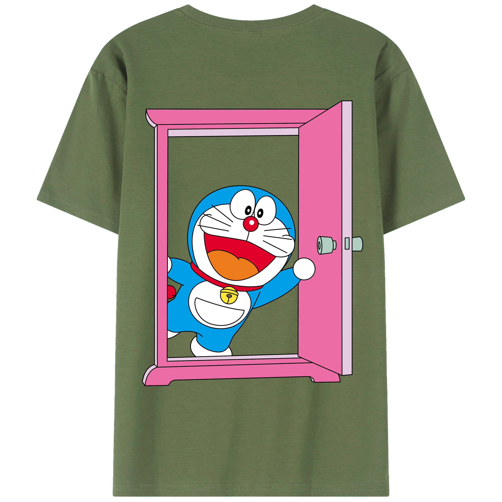 （画像用） ドラえもん Doraemon 綿100％ メンズ半袖Tシャツ（バックプリント） 通気性